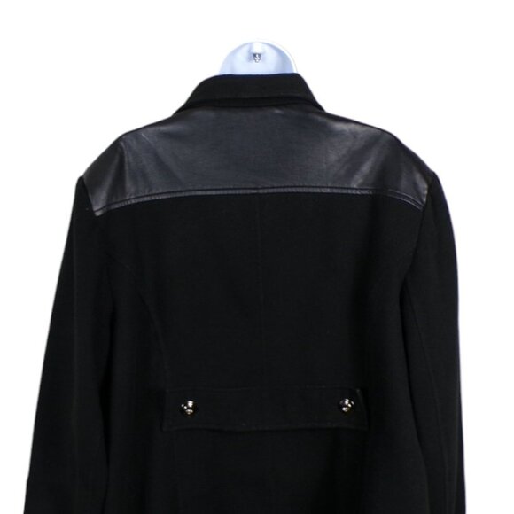 Catherine's Faux Wool Double Breasted Long Pea Coat Faux Leather Trim 1X #973 - Picture 2 of 15